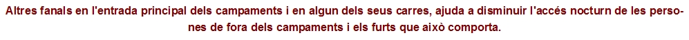 Altres fanals en l'entrada principal dels campaments i en algun