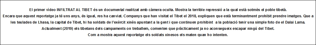 El primer v&iacute;deo INFILTRAT AL TIBET &eacute;s un documental realitzat a
